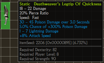 Static Deathweavers Legtip of Quickness